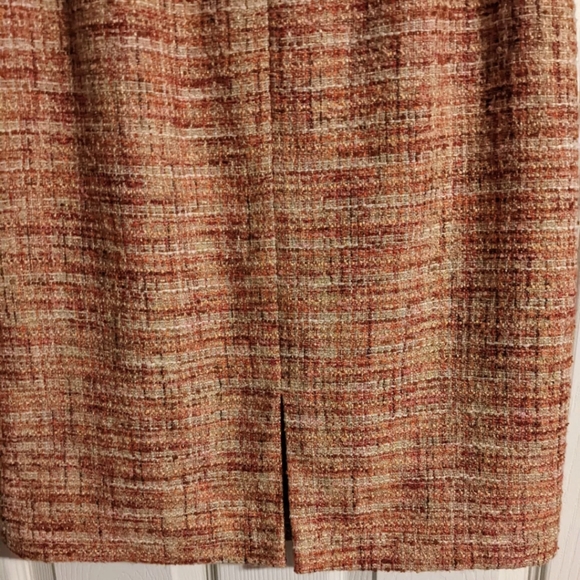 Colorful Tweed Pencil Skirt 4P Red Pink Orange Modern Classic Knee Length Retro - Picture 6 of 6